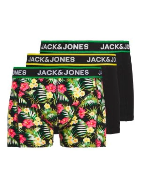 JACK & JONES Boxeri JACPink Flowers verde / roz / negru alb