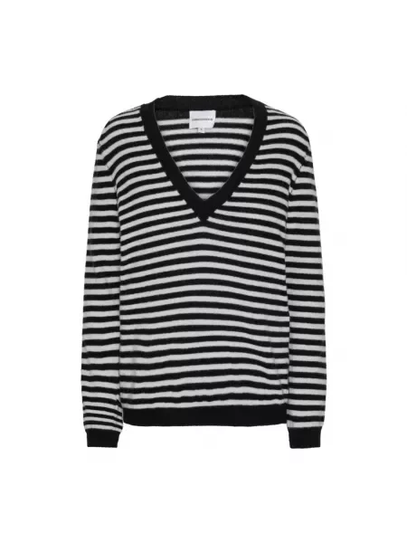 Sweter American Dreams z kaszmiru w paski czarny