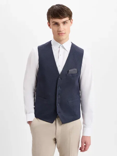 Finshley & Harding kamizelka garniturowa Mężczyźni Modern Fit wzorzysty 44 niebieski