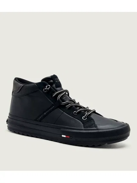 Tommy Hilfiger Teniși din piele Harlem Sreet Cleat Winter negru