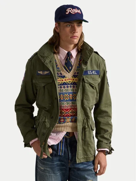 Polo Ralph Lauren Přechodná bunda světle béžová / námořnická modř zelená