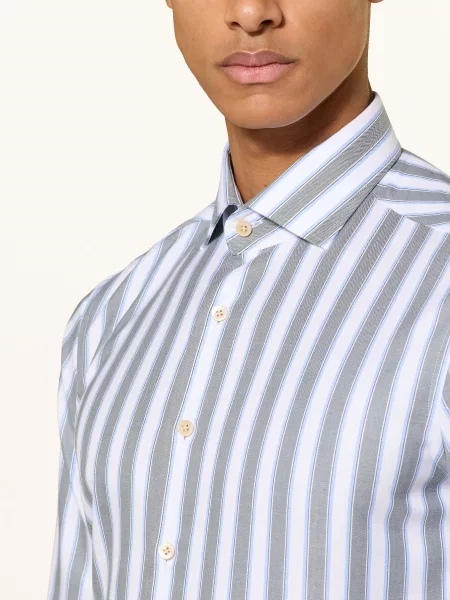 Olymp Signature Košile Signature Tailored Fit / tmavě zelená / tmavě modrá bílá