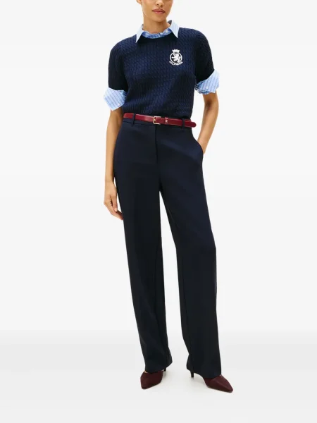 Cu centură pantaloni Tommy Hilfiger albastru