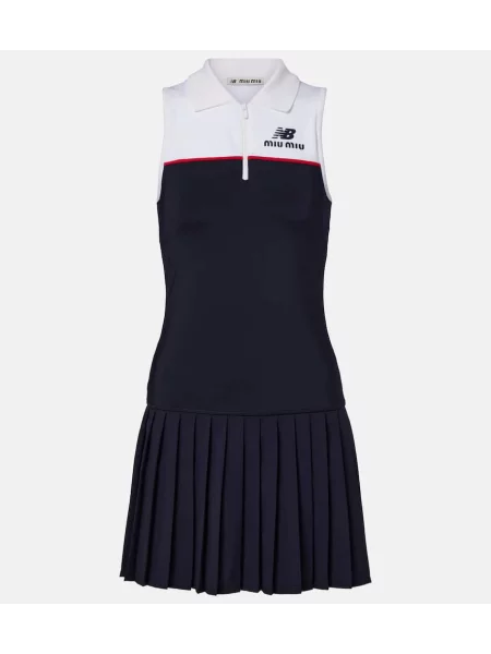 Rochie Miu Miu din jerseu de costum tenis albastru