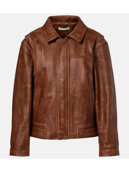 Kurtka skórzana Jacques Wei brązowa