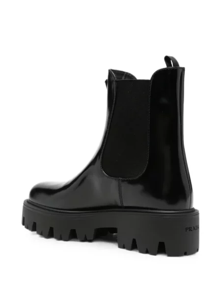 Botine chelsea Prada cu autograf negru