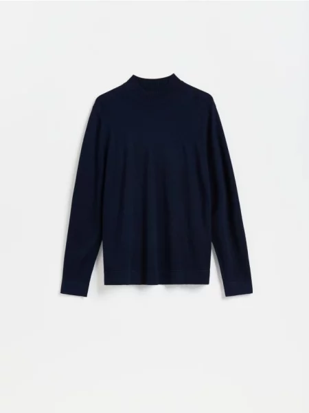 Reserved Pulover uni cu guler Perkins bleumarin