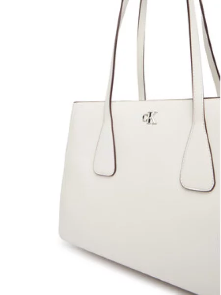Calvin Klein kabelka typu shopper dámska z imitácie kože biela