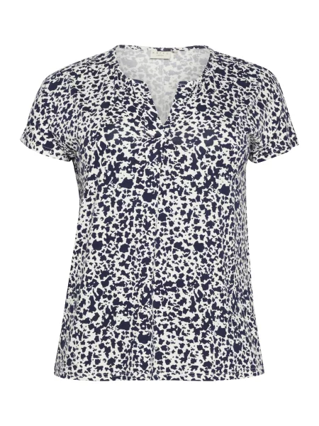 KAFFE CURVE Tricou Charlotta albastru marin alb