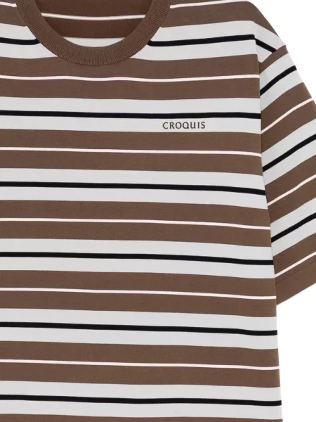 Tricou Croquis cu broderie maro