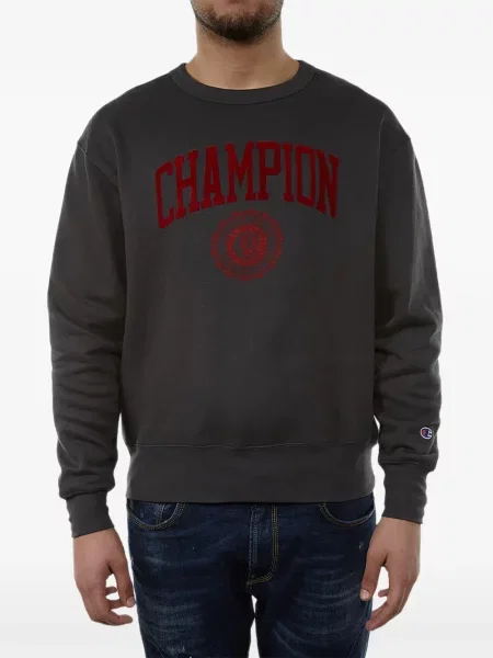 Hanorac crewneck Champion din fleece cu decolteu rotund gri