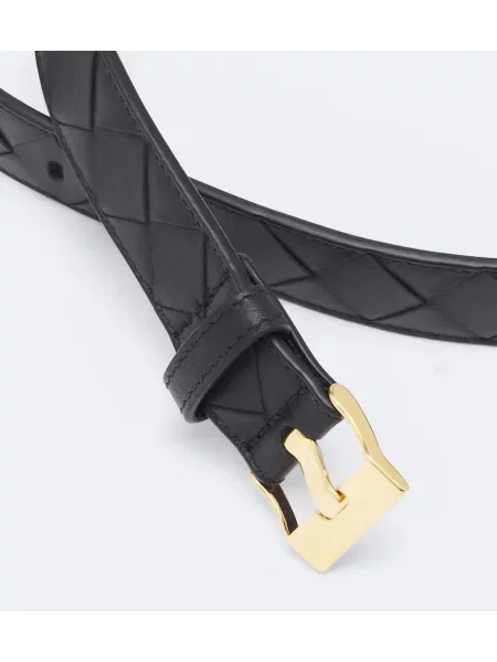 Kožený opasaný opasok Bottega Veneta čierna