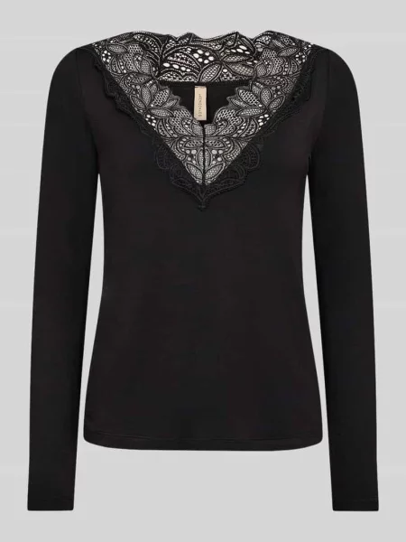 Bluzka z długim rękawem o kroju slim fit z mieszanki lyocellu model Marica' Soyaconcept czarna