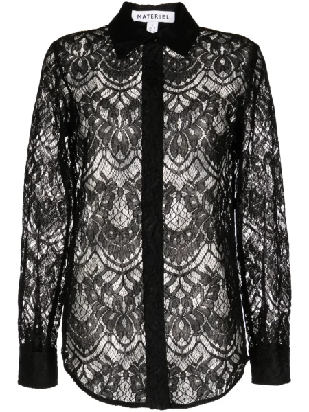 Długa koszula Materiel koronkowa czarna