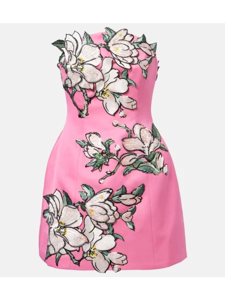 Rochie Leo Lin cu broderie cu model floral roz