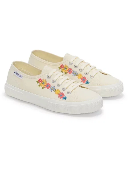 Pantofi Superga cu model floral cu imagine alb