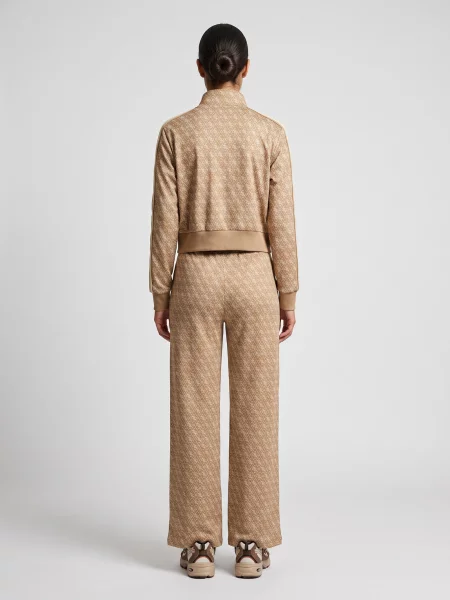 Lung pantaloni Guess din jacard bej