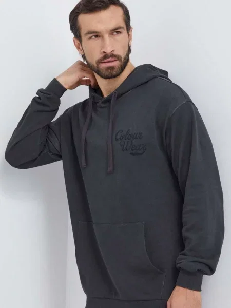 Суичър с качулка Colourwear с качулка черно
