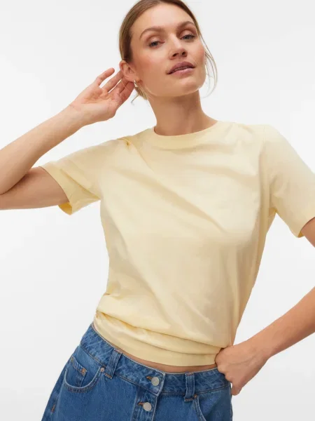 VERO MODA Tricou VMPAULINA pastel galben