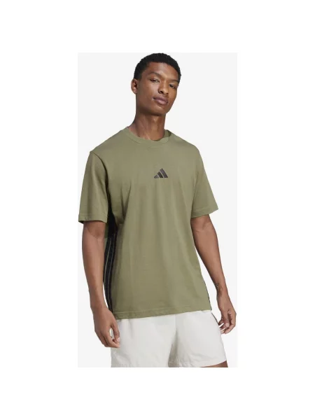 Koszulka Adidas Essentials Single Jersey 3 Wkładka Krótki Rękaw Zielony Khaki XS czarny