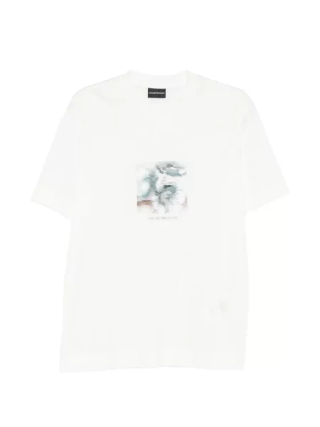 Tricou Emporio Armani cu decolteu rotund alb