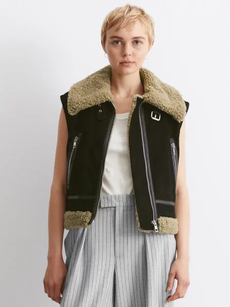 Шкіряний Жилет з утеплювачем Marc O'Polo denim чорний