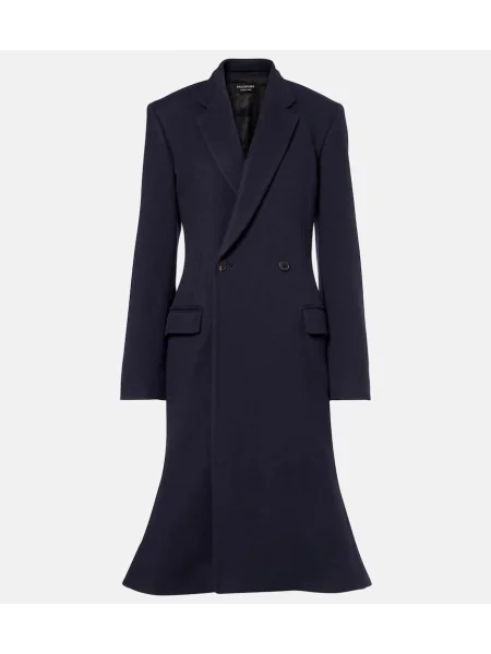 Вълнено палто Balenciaga синьо