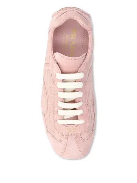 Sneakers Prada με κορδόνια με δαντέλα ροζ