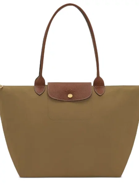 Geantă shopper Longchamp din piele verde