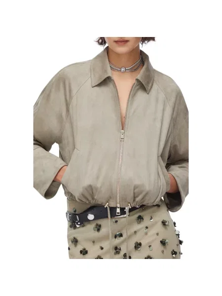 Kurtka bomber Liu Jo zamszowy szary