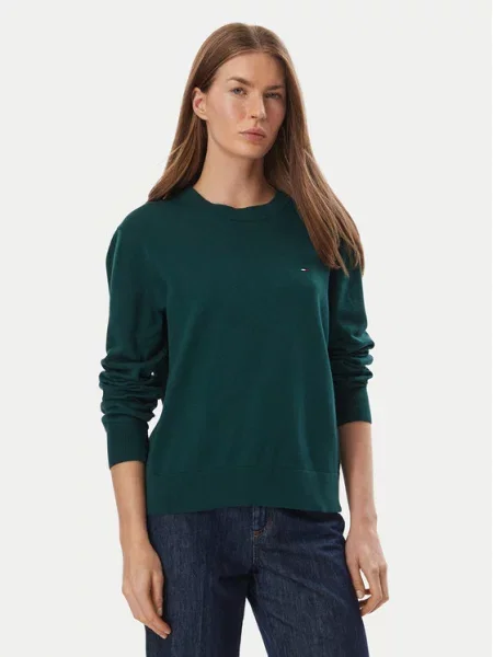 Tommy Jeans Pulover Essential închis verde