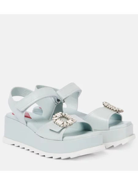 Sandale Roger Vivier din piele cu platformă albastru