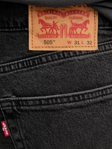 Proste jeansy Levi's 501 w paski ze stretchu dzwony niebieskie