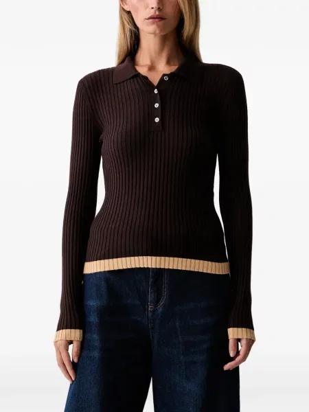 Tricou polo Twinset tricotate maro