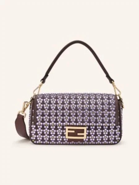 Fendi Torba Na Ramię Baguette Medium Z Kamieniami Ozdobnymi lila żółta
