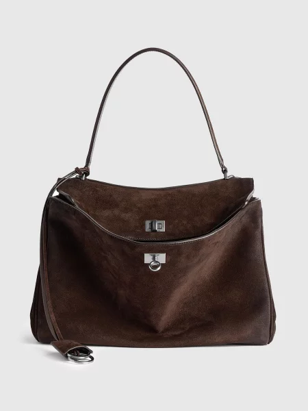 Замшева сумка Rodeo Balenciaga коричнева