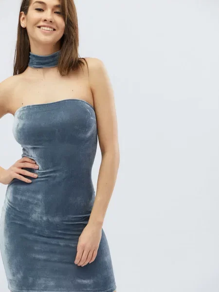 CARICA Сукня міні Велюр сірий