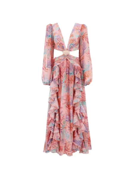 Rochie Patbo cu volane de costum roz