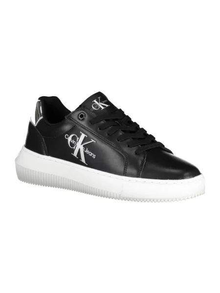 Trampki Calvin Klein skórzane z nadrukiem chunky czarne