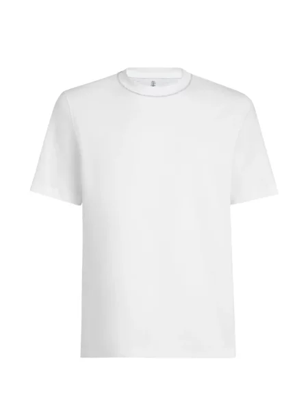 Tricou Brunello Cucinelli din jerseu alb