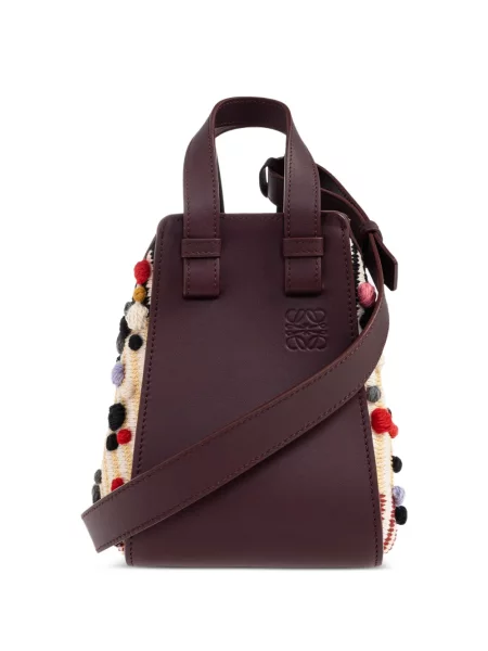 Torebka skórzana Loewe skórzana z pomponem czerwona