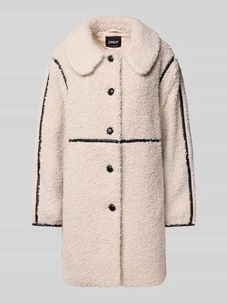 Płaszcz z futerka o kroju regular fit z paskami w kontrastowym kolorze model ‘RUBI’ Only biały