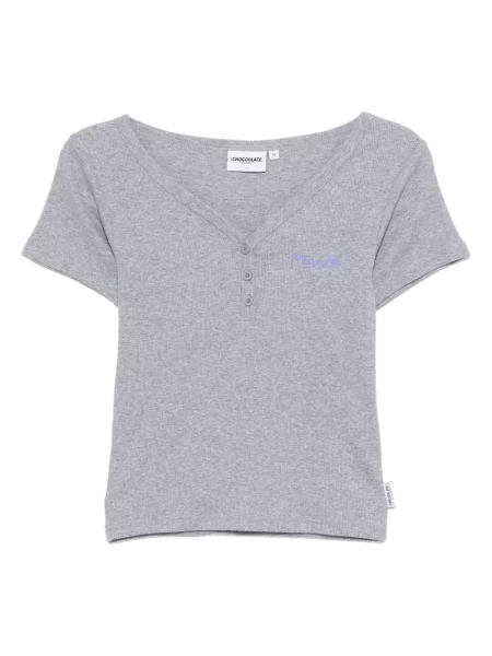 Top Chocoolate cu broderie gri