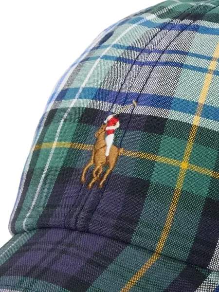 Șapcă Polo Ralph Lauren în carouri din țesătură twill cu imagine alb