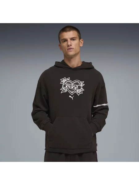 PUMA bluza z kapturem do koszykówki Swish N Ink II o luźnym kroju Odzież S czarny