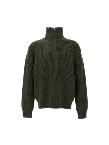 Lniany sweter z golfem A.p.c. zielony