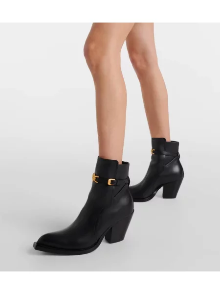 Cizme scurte Versace din piele negru