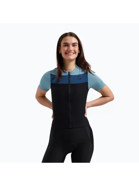 Футболка велосипедна Rogelli Core Block W black/blue/dark blue чорна