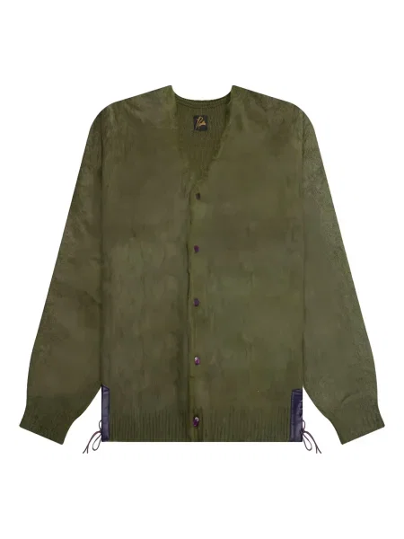 Cardigan Needles din piele verde