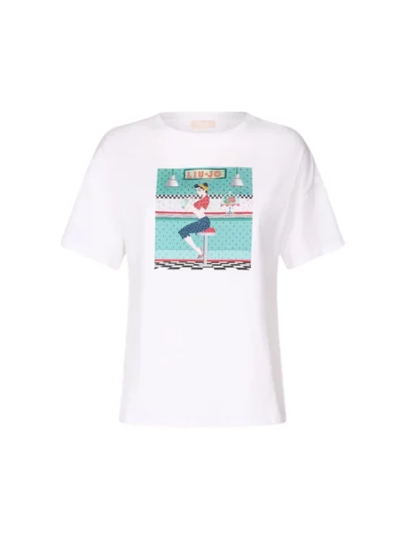 Liu Jo Koszulki Kobieta XS T-shirt z Graficznym Nadrukiem z Bawełny biały